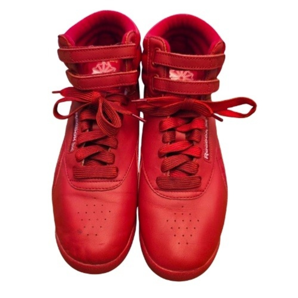 Reebok Freestyle Hi Womens 10 Red Leather High Top Sneakers 2240 Classic Retro - Picture 5 of 14
